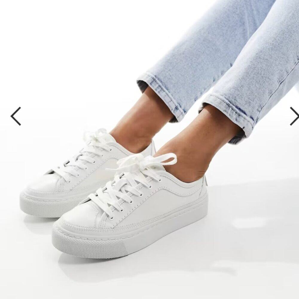 All Saints Milla Leather Chunky Sole Sneakers in White